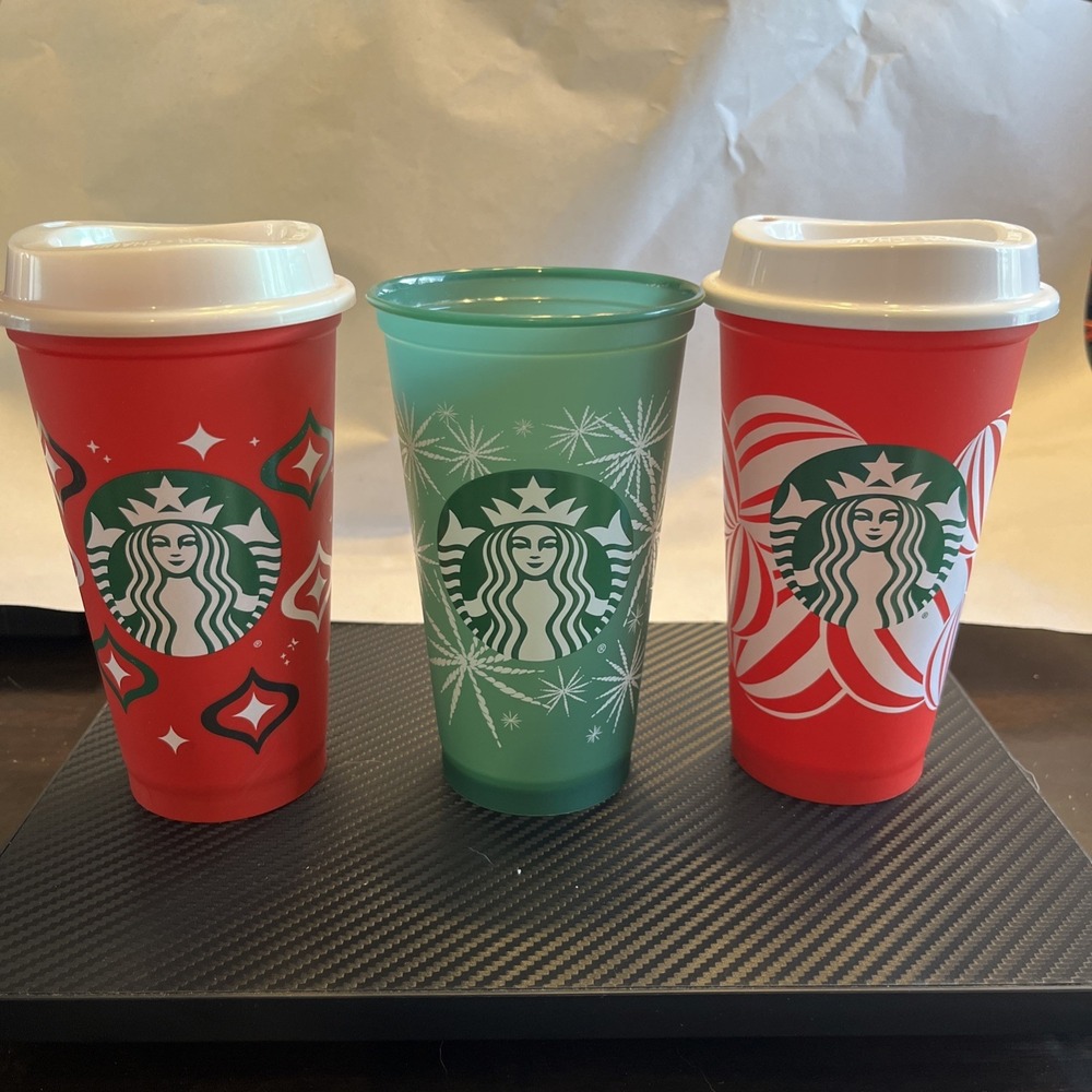 Three Used‎ Starbucks Holiday Christmas Reusable Cup ('23, '24)